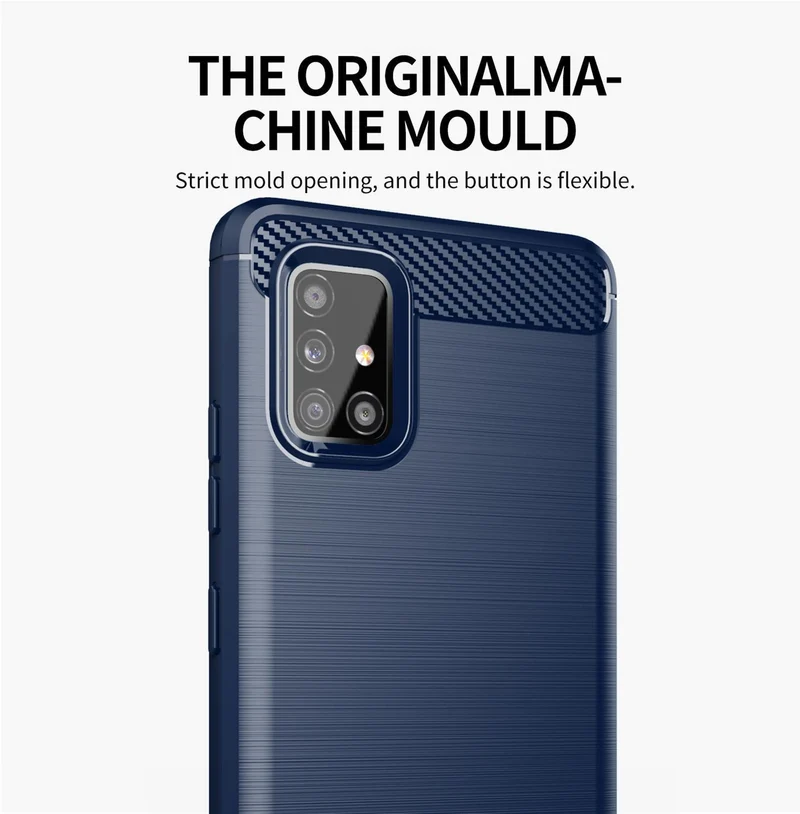 Cadorabo Hülle für Samsung Galaxy A51 5G Schutzhülle aus flexiblem TPU Silikon in Edelstahl-Karbonfaser Optik
