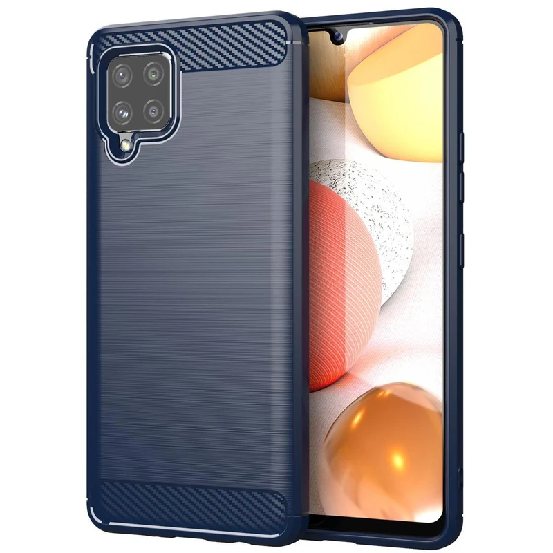 Cadorabo Hülle für Samsung Galaxy A42 4G Schutzhülle aus flexiblem TPU Silikon in Edelstahl-Karbonfaser Optik