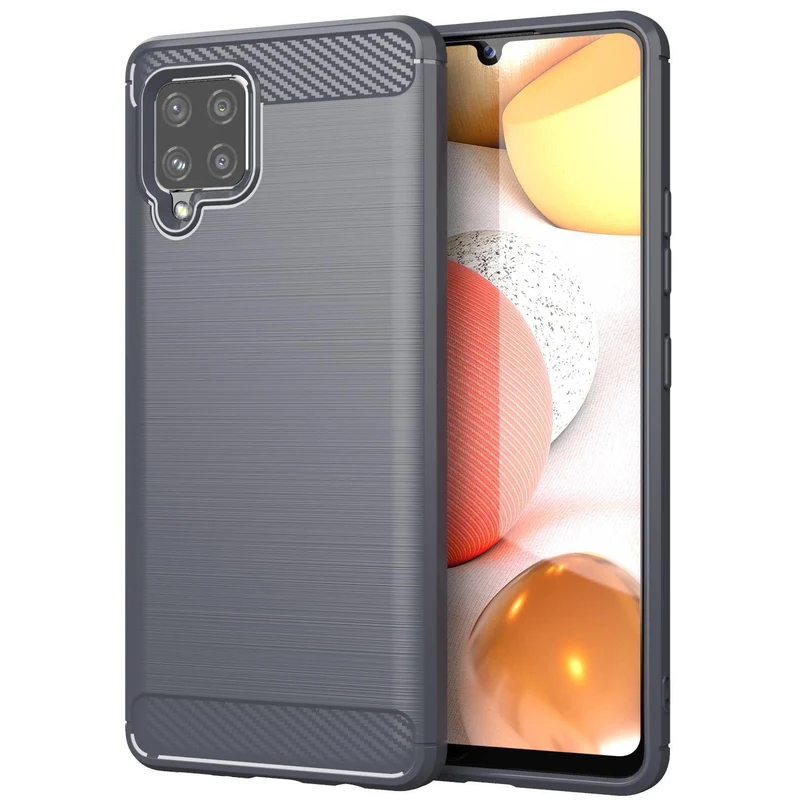 Cadorabo Hülle für Samsung Galaxy A42 4G Schutzhülle aus flexiblem TPU Silikon in Edelstahl-Karbonfaser Optik