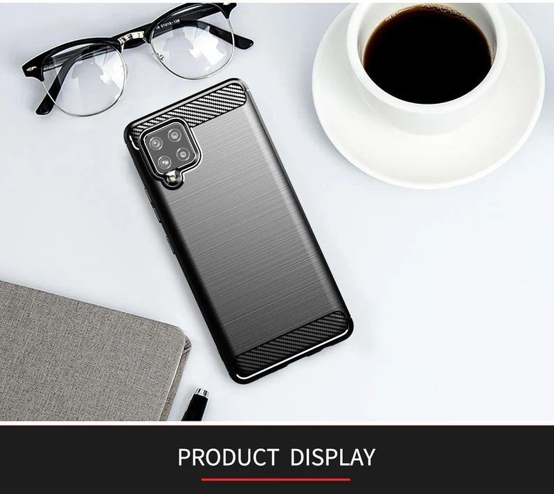 Cadorabo Hülle für Samsung Galaxy A42 4G Schutzhülle aus flexiblem TPU Silikon in Edelstahl-Karbonfaser Optik