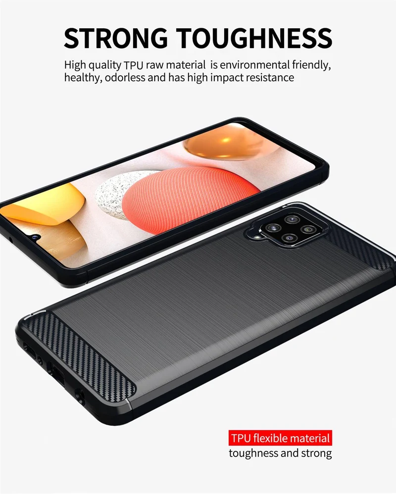 Cadorabo Hülle für Samsung Galaxy A42 4G Schutzhülle aus flexiblem TPU Silikon in Edelstahl-Karbonfaser Optik
