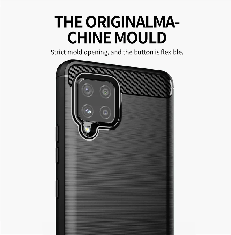 Cadorabo Hülle für Samsung Galaxy A42 4G Schutzhülle aus flexiblem TPU Silikon in Edelstahl-Karbonfaser Optik