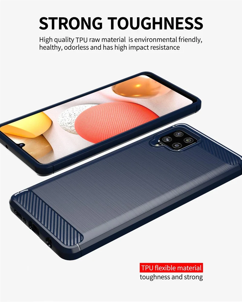 Cadorabo Hülle für Samsung Galaxy A42 4G Schutzhülle aus flexiblem TPU Silikon in Edelstahl-Karbonfaser Optik