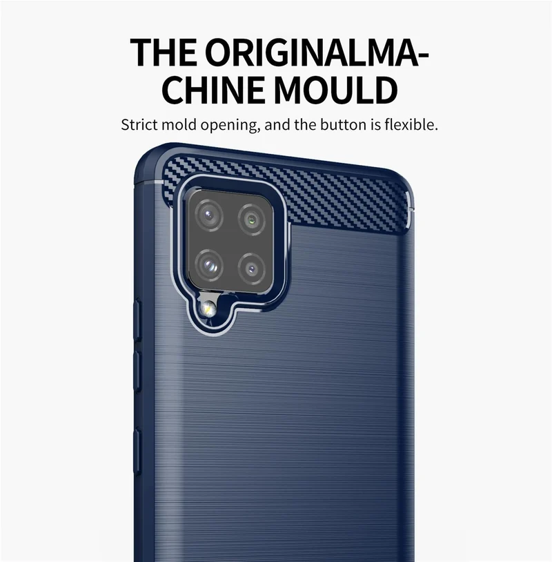 Cadorabo Hülle für Samsung Galaxy A42 4G Schutzhülle aus flexiblem TPU Silikon in Edelstahl-Karbonfaser Optik