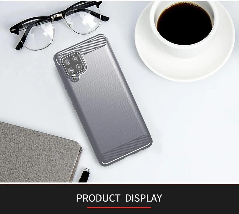 Cadorabo Hülle für Samsung Galaxy A42 4G Schutzhülle aus flexiblem TPU Silikon in Edelstahl-Karbonfaser Optik