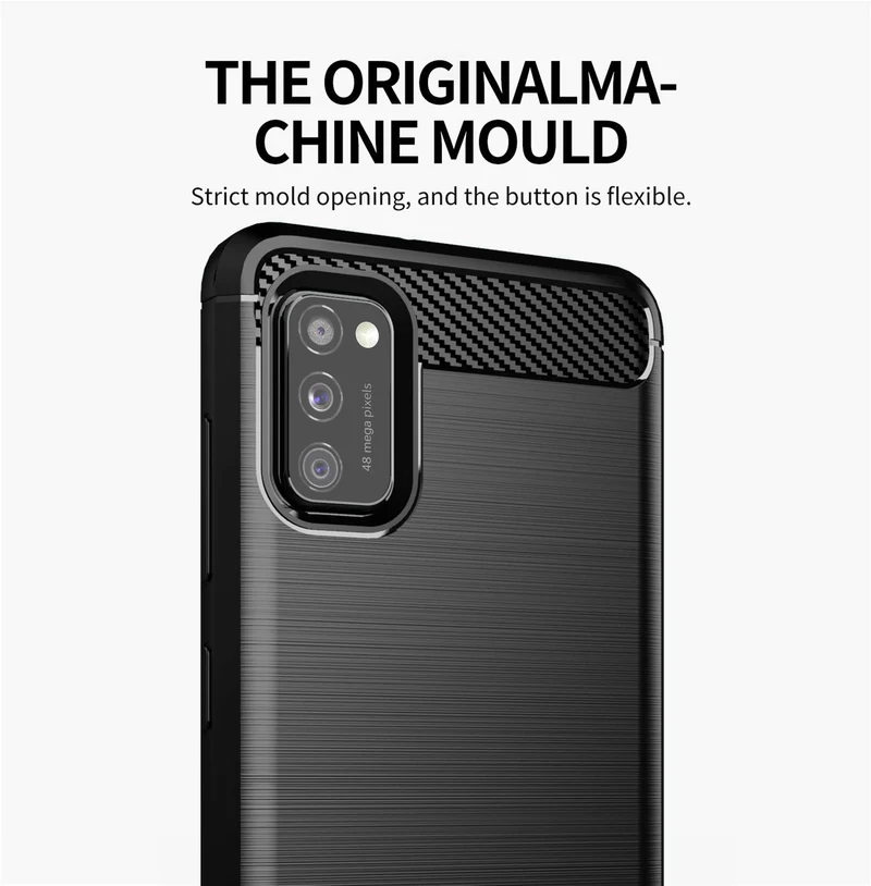 Cadorabo Hülle für Samsung Galaxy A41 Schutzhülle aus flexiblem TPU Silikon in Edelstahl-Karbonfaser Optik