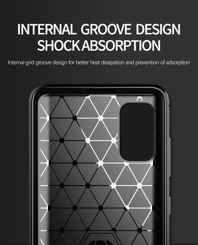 Cadorabo Hülle für Samsung Galaxy A41 Schutzhülle aus flexiblem TPU Silikon in Edelstahl-Karbonfaser Optik