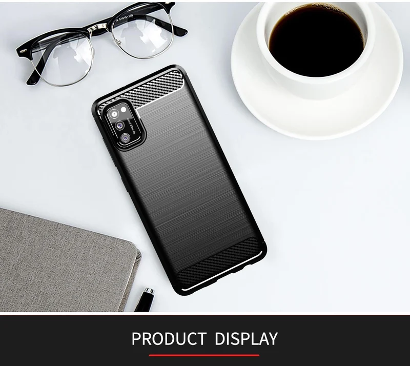 Cadorabo Hülle für Samsung Galaxy A41 Schutzhülle aus flexiblem TPU Silikon in Edelstahl-Karbonfaser Optik