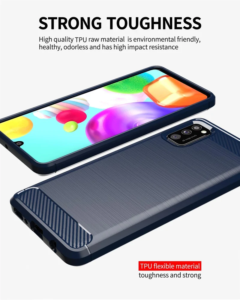 Cadorabo Hülle für Samsung Galaxy A41 Schutzhülle aus flexiblem TPU Silikon in Edelstahl-Karbonfaser Optik