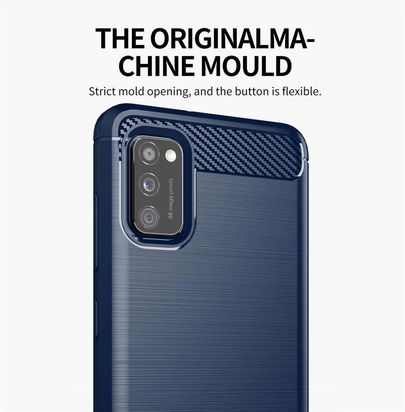 Cadorabo Hülle für Samsung Galaxy A41 Schutzhülle aus flexiblem TPU Silikon in Edelstahl-Karbonfaser Optik