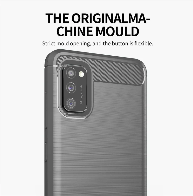 Cadorabo Hülle für Samsung Galaxy A41 Schutzhülle aus flexiblem TPU Silikon in Edelstahl-Karbonfaser Optik