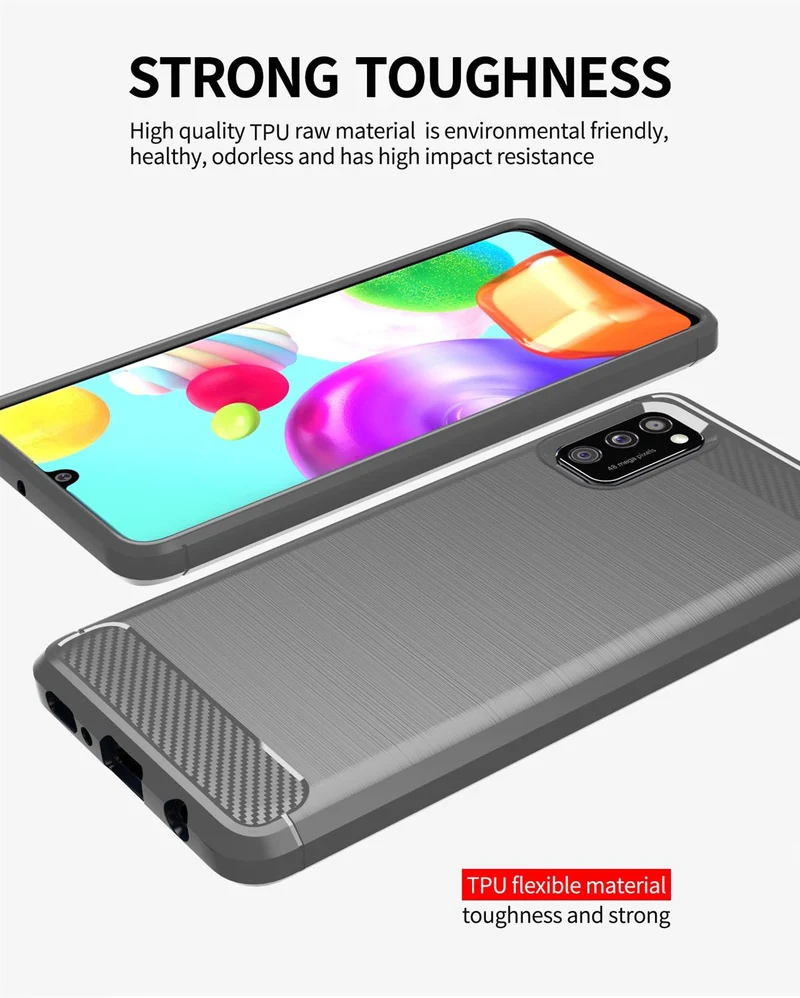 Cadorabo Hülle für Samsung Galaxy A41 Schutzhülle aus flexiblem TPU Silikon in Edelstahl-Karbonfaser Optik