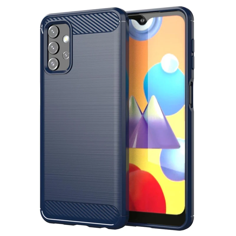 Cadorabo Hülle für Samsung Galaxy A32 5G Schutzhülle aus flexiblem TPU Silikon in Edelstahl-Karbonfaser Optik