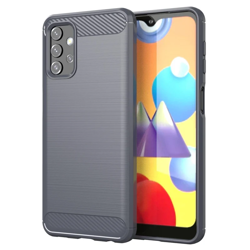Cadorabo Hülle für Samsung Galaxy A32 5G Schutzhülle aus flexiblem TPU Silikon in Edelstahl-Karbonfaser Optik