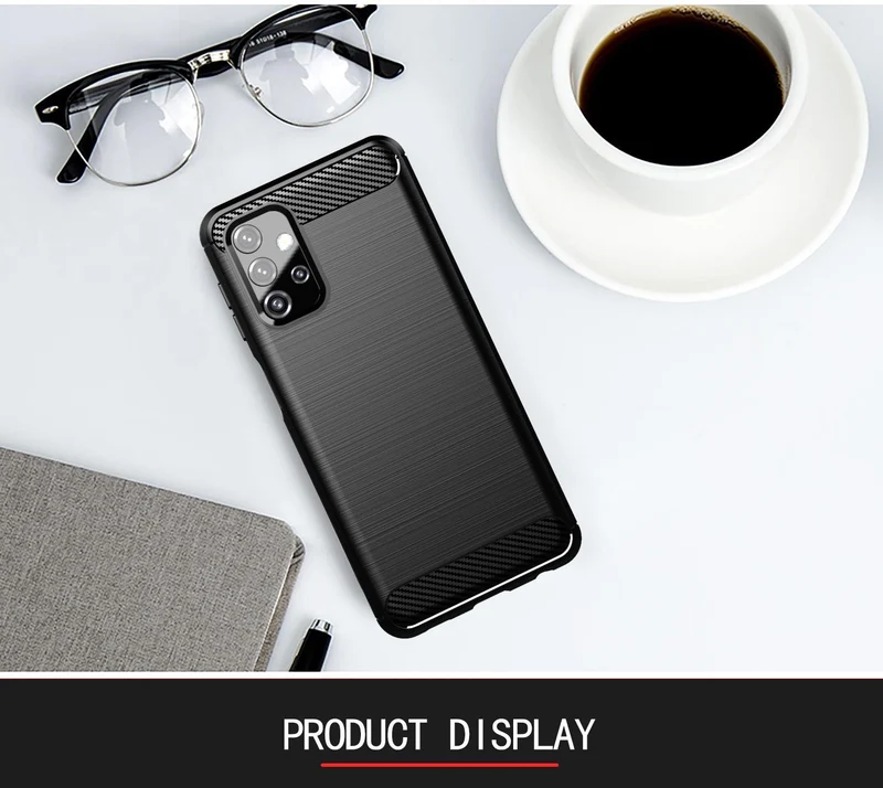 Cadorabo Hülle für Samsung Galaxy A32 5G Schutzhülle aus flexiblem TPU Silikon in Edelstahl-Karbonfaser Optik