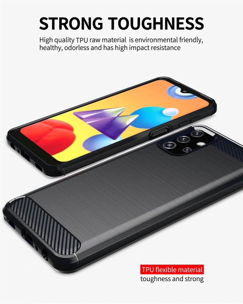 Cadorabo Hülle für Samsung Galaxy A32 5G Schutzhülle aus flexiblem TPU Silikon in Edelstahl-Karbonfaser Optik