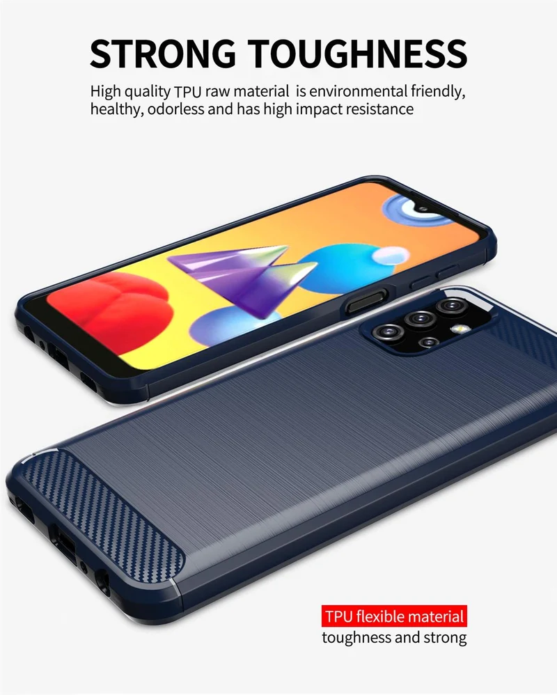 Cadorabo Hülle für Samsung Galaxy A32 5G Schutzhülle aus flexiblem TPU Silikon in Edelstahl-Karbonfaser Optik