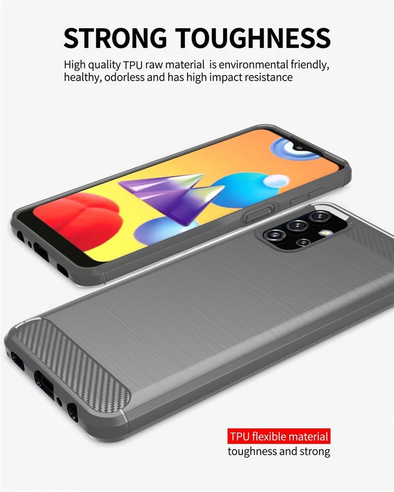 Cadorabo Hülle für Samsung Galaxy A32 5G Schutzhülle aus flexiblem TPU Silikon in Edelstahl-Karbonfaser Optik