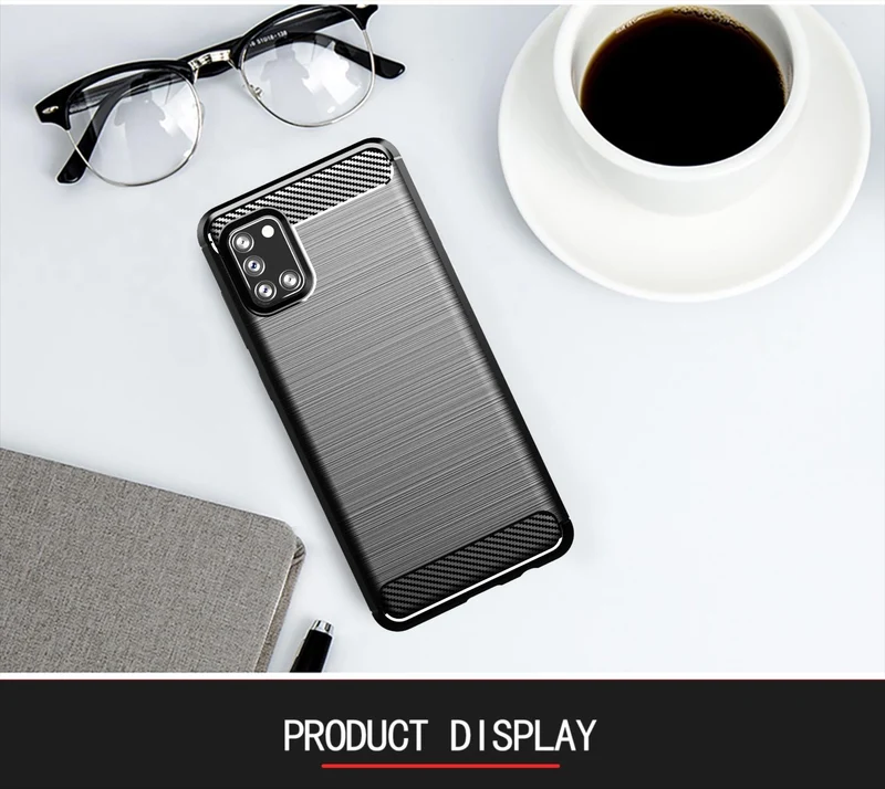Cadorabo Hülle für Samsung Galaxy A31 Schutzhülle aus flexiblem TPU Silikon in Edelstahl-Karbonfaser Optik
