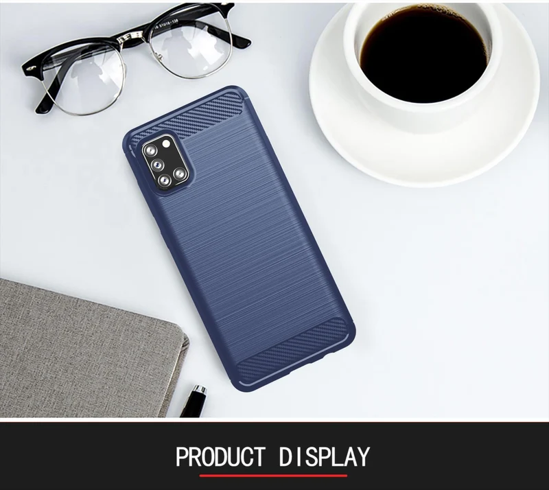 Cadorabo Hülle für Samsung Galaxy A31 Schutzhülle aus flexiblem TPU Silikon in Edelstahl-Karbonfaser Optik