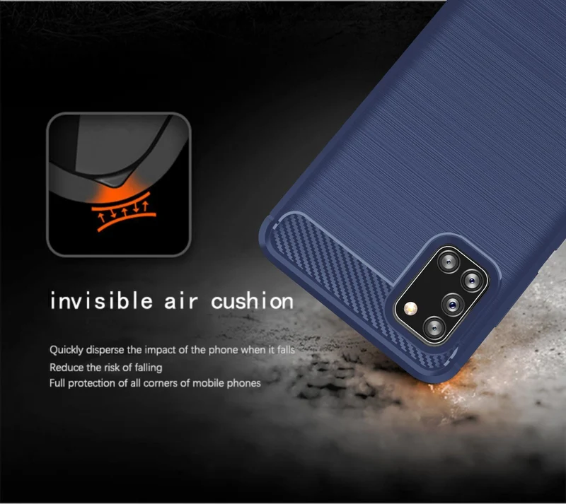 Cadorabo Hülle für Samsung Galaxy A31 Schutzhülle aus flexiblem TPU Silikon in Edelstahl-Karbonfaser Optik