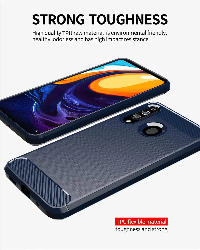 Cadorabo Hülle für Samsung Galaxy A20s Schutzhülle aus flexiblem TPU Silikon in Edelstahl-Karbonfaser Optik