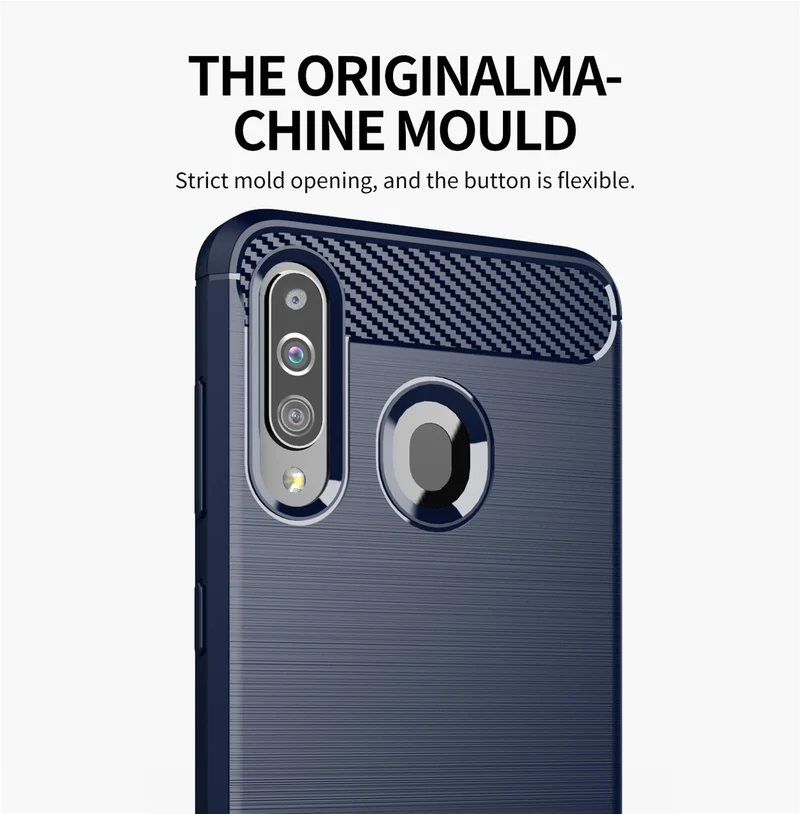 Cadorabo Hülle für Samsung Galaxy A20s Schutzhülle aus flexiblem TPU Silikon in Edelstahl-Karbonfaser Optik