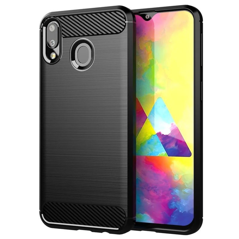 Cadorabo Hülle für Samsung Galaxy A10e / A20e Schutzhülle aus flexiblem TPU Silikon in Edelstahl-Karbonfaser Optik