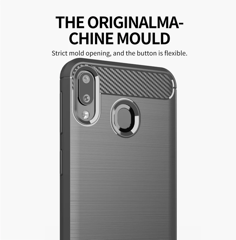 Cadorabo Hülle für Samsung Galaxy A10e / A20e Schutzhülle aus flexiblem TPU Silikon in Edelstahl-Karbonfaser Optik