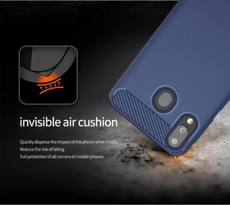 Cadorabo Hülle für Samsung Galaxy A20 / A30 / M10s Schutzhülle aus flexiblem TPU Silikon in Edelstahl-Karbonfaser Optik