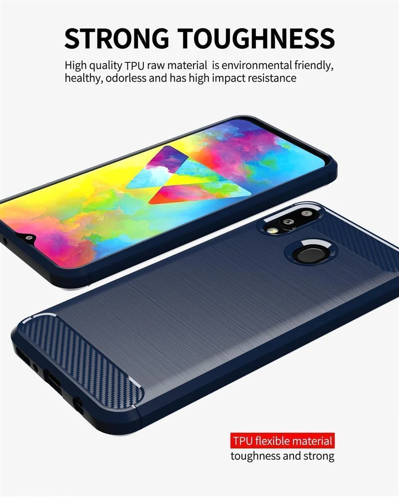Cadorabo Hülle für Samsung Galaxy A20 / A30 / M10s Schutzhülle aus flexiblem TPU Silikon in Edelstahl-Karbonfaser Optik