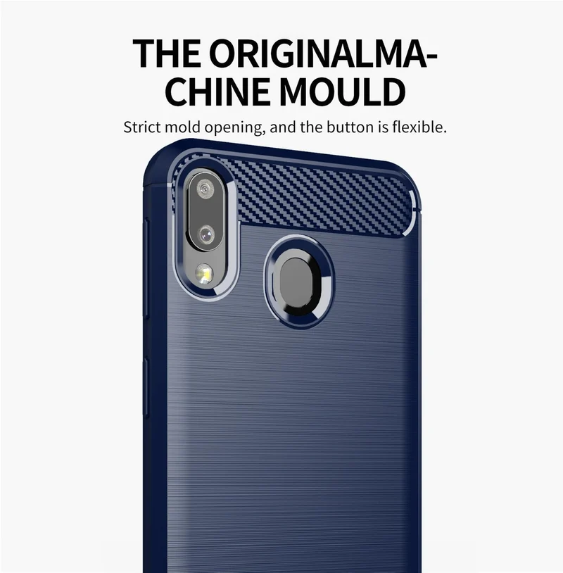 Cadorabo Hülle für Samsung Galaxy A20 / A30 / M10s Schutzhülle aus flexiblem TPU Silikon in Edelstahl-Karbonfaser Optik