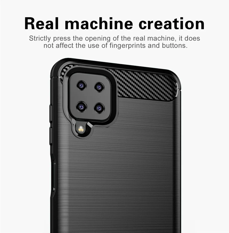Cadorabo Hülle für Samsung Galaxy A12 / M12 Schutzhülle aus flexiblem TPU Silikon in Edelstahl-Karbonfaser Optik