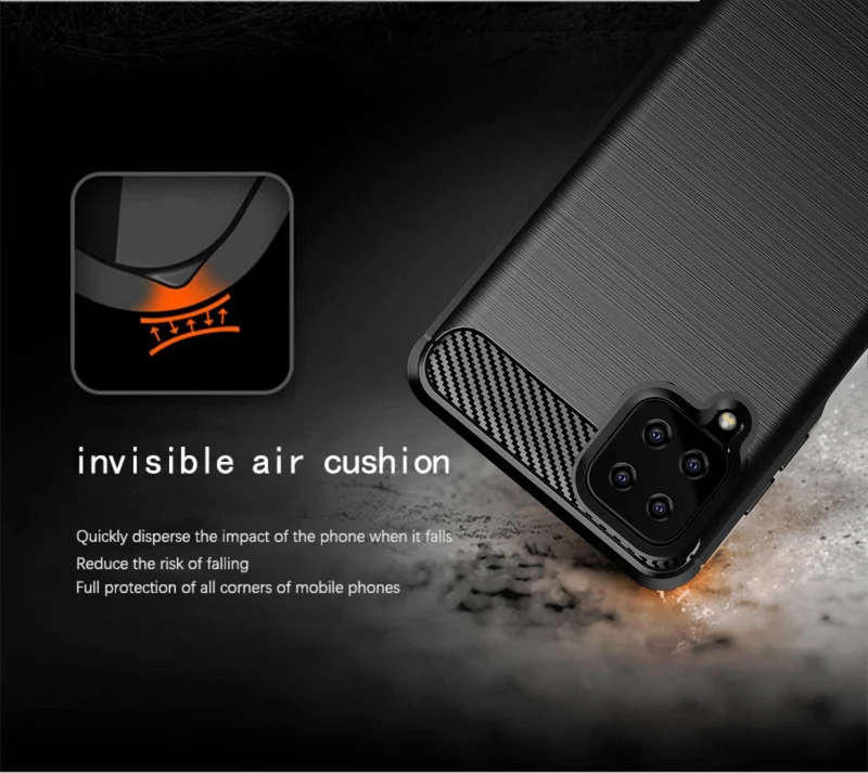 Cadorabo Hülle für Samsung Galaxy A12 / M12 Schutzhülle aus flexiblem TPU Silikon in Edelstahl-Karbonfaser Optik