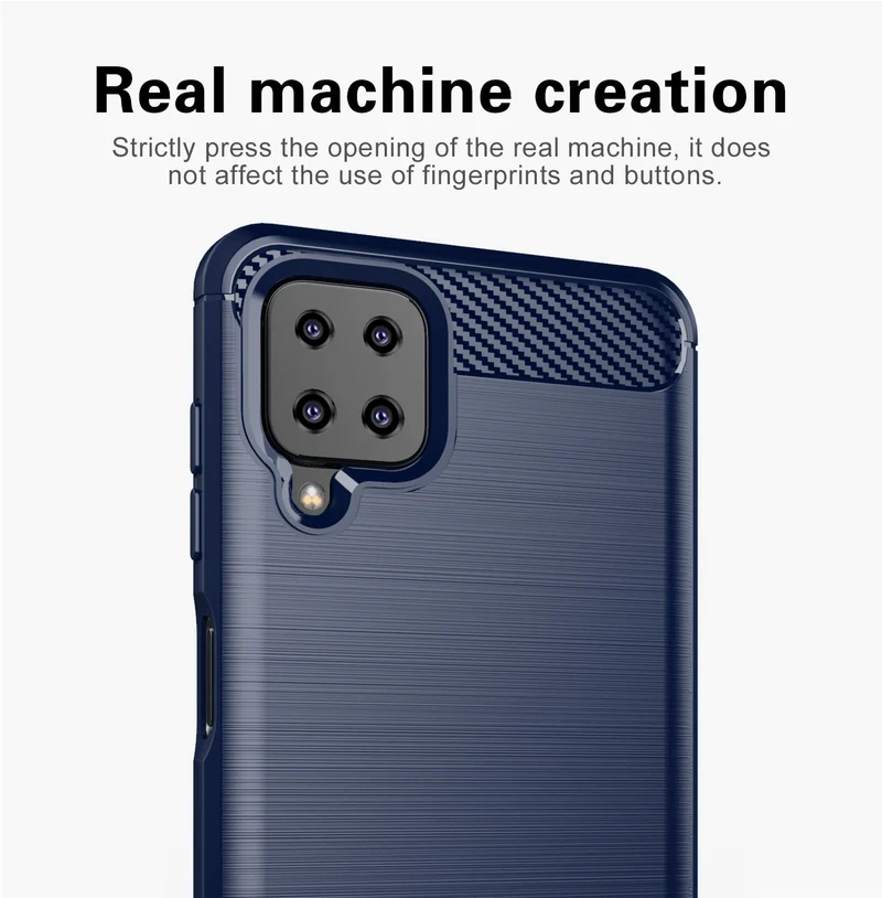 Cadorabo Hülle für Samsung Galaxy A12 / M12 Schutzhülle aus flexiblem TPU Silikon in Edelstahl-Karbonfaser Optik