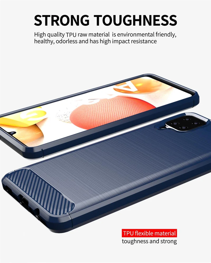 Cadorabo Hülle für Samsung Galaxy A12 / M12 Schutzhülle aus flexiblem TPU Silikon in Edelstahl-Karbonfaser Optik