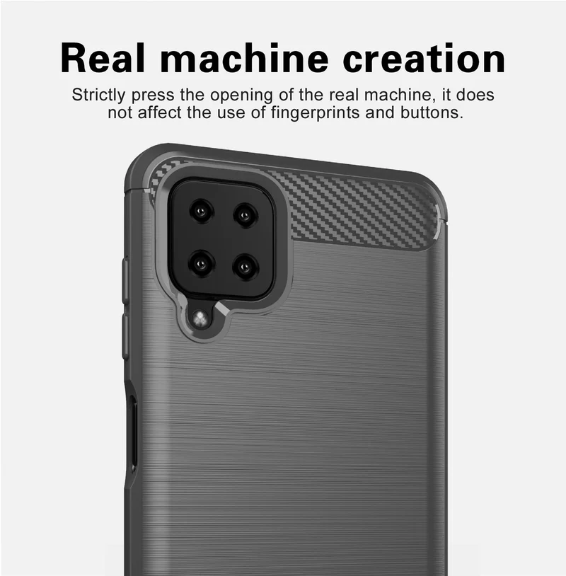 Cadorabo Hülle für Samsung Galaxy A12 / M12 Schutzhülle aus flexiblem TPU Silikon in Edelstahl-Karbonfaser Optik