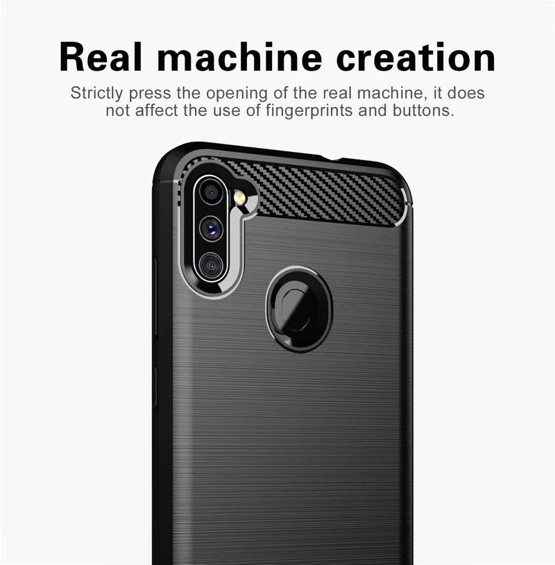 Cadorabo Hülle für Samsung Galaxy A11 / M11 Schutzhülle aus flexiblem TPU Silikon in Edelstahl-Karbonfaser Optik