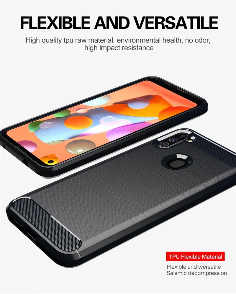 Cadorabo Hülle für Samsung Galaxy A11 / M11 Schutzhülle aus flexiblem TPU Silikon in Edelstahl-Karbonfaser Optik