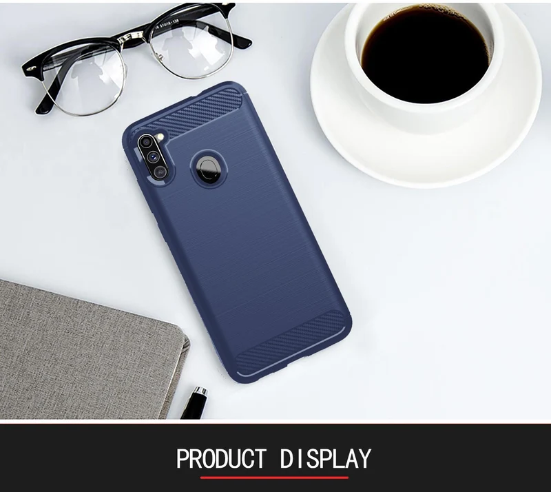 Cadorabo Hülle für Samsung Galaxy A11 / M11 Schutzhülle aus flexiblem TPU Silikon in Edelstahl-Karbonfaser Optik