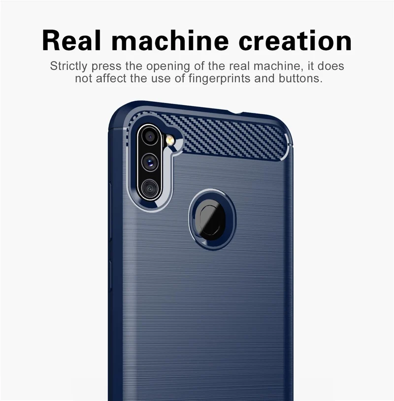 Cadorabo Hülle für Samsung Galaxy A11 / M11 Schutzhülle aus flexiblem TPU Silikon in Edelstahl-Karbonfaser Optik