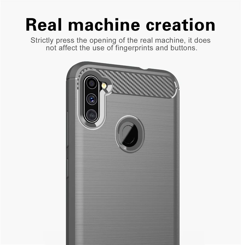 Cadorabo Hülle für Samsung Galaxy A11 / M11 Schutzhülle aus flexiblem TPU Silikon in Edelstahl-Karbonfaser Optik