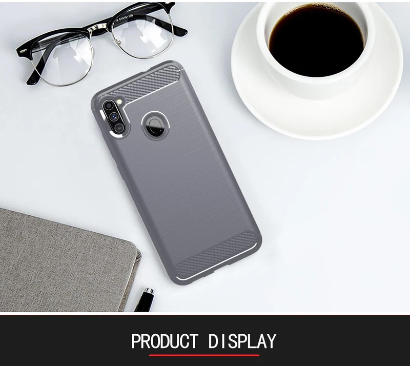 Cadorabo Hülle für Samsung Galaxy A11 / M11 Schutzhülle aus flexiblem TPU Silikon in Edelstahl-Karbonfaser Optik