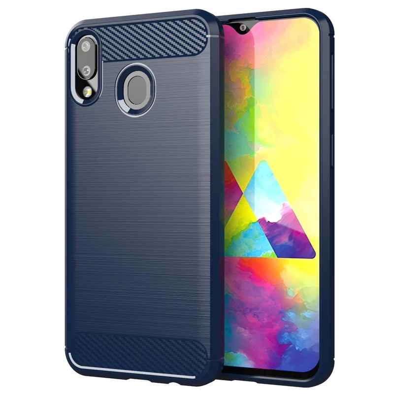 Cadorabo Hülle für Samsung Galaxy A10s / M01s Schutzhülle aus flexiblem TPU Silikon in Edelstahl-Karbonfaser Optik