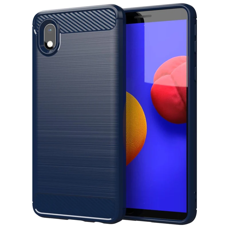Cadorabo Hülle für Samsung Galaxy A10e / A20e Schutzhülle aus flexiblem TPU Silikon in Edelstahl-Karbonfaser Optik
