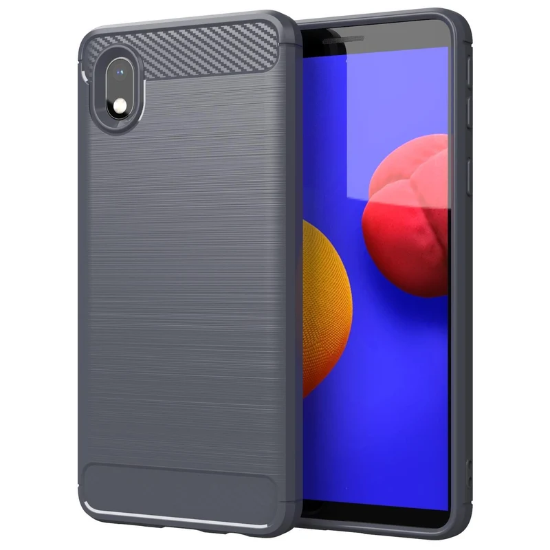 Cadorabo Hülle für Samsung Galaxy A10e / A20e Schutzhülle aus flexiblem TPU Silikon in Edelstahl-Karbonfaser Optik