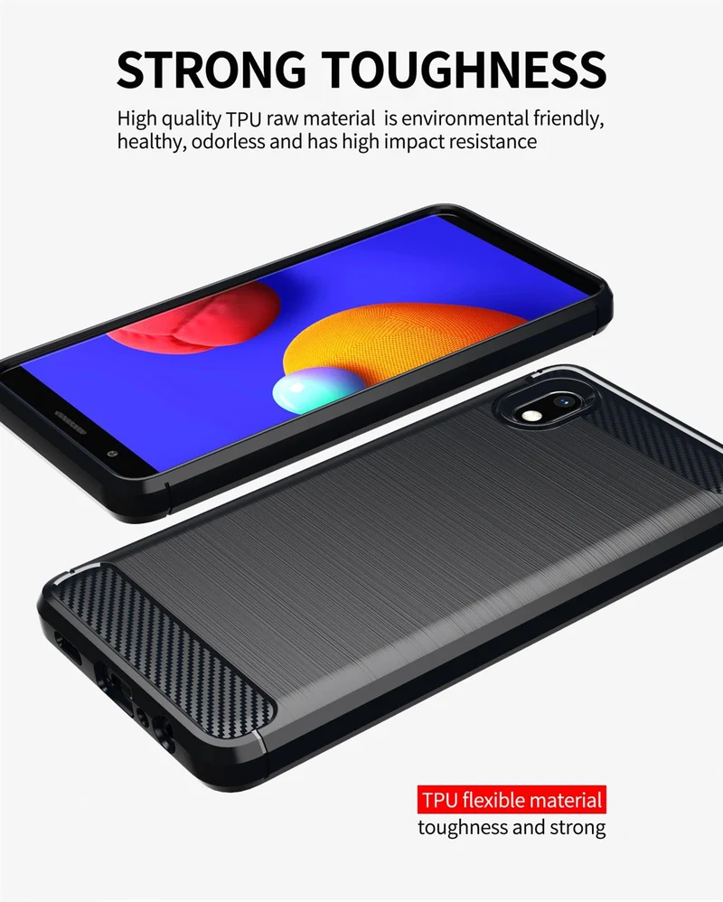 Cadorabo Hülle für Samsung Galaxy A10e / A20e Schutzhülle aus flexiblem TPU Silikon in Edelstahl-Karbonfaser Optik
