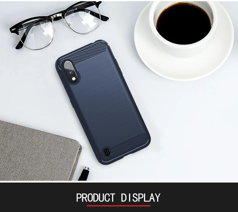 Cadorabo Hülle für Samsung Galaxy A01 Schutzhülle aus flexiblem TPU Silikon in Edelstahl-Karbonfaser Optik
