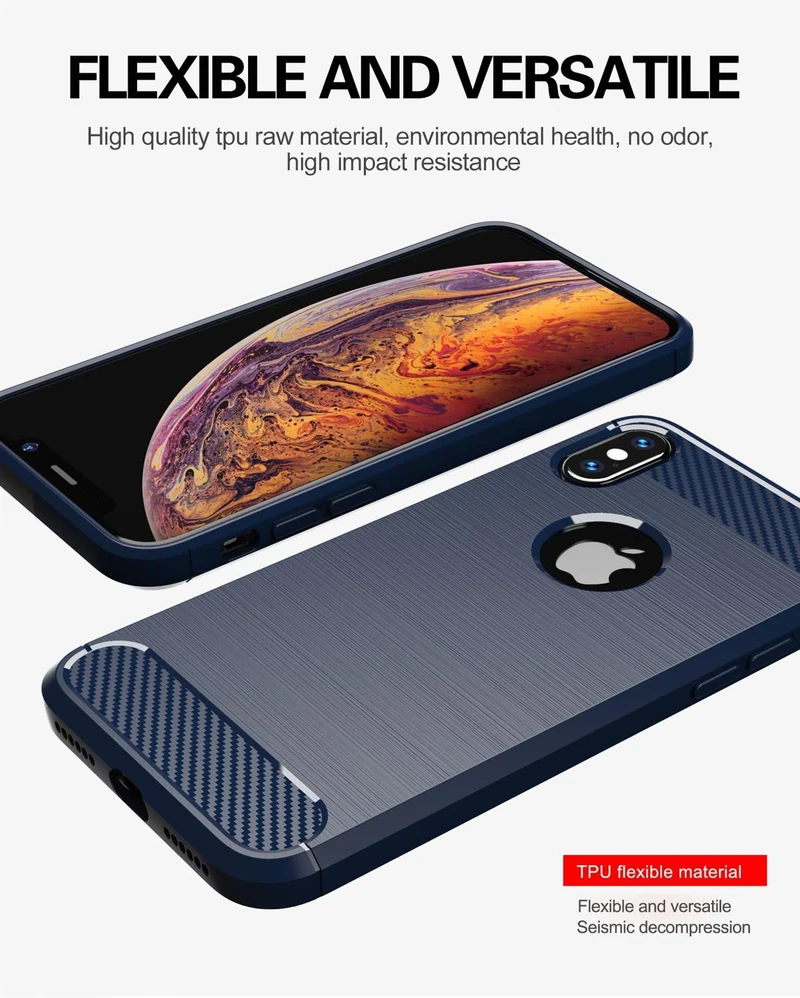 Cadorabo Hülle für Apple iPhone XS MAX Schutzhülle aus flexiblem TPU Silikon in Edelstahl-Karbonfaser Optik