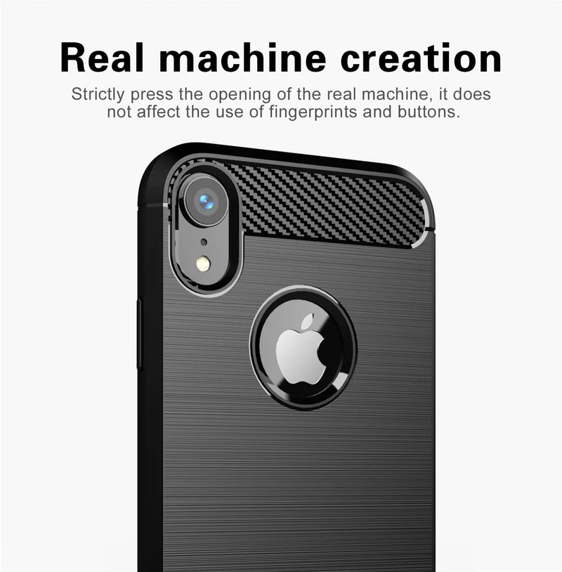 Cadorabo Hülle für Apple iPhone XR Schutzhülle aus flexiblem TPU Silikon in Edelstahl-Karbonfaser Optik